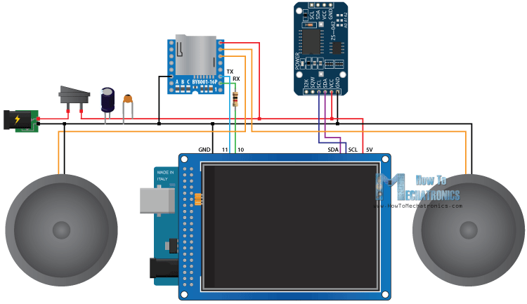 Arduino音乐播放器和闹钟部件列表电路原理图