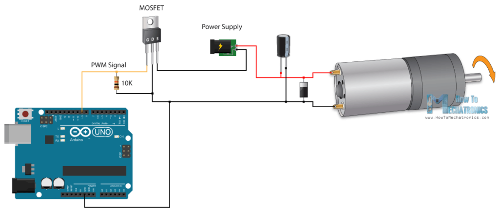 Arduino PWM直流电机控制电路图