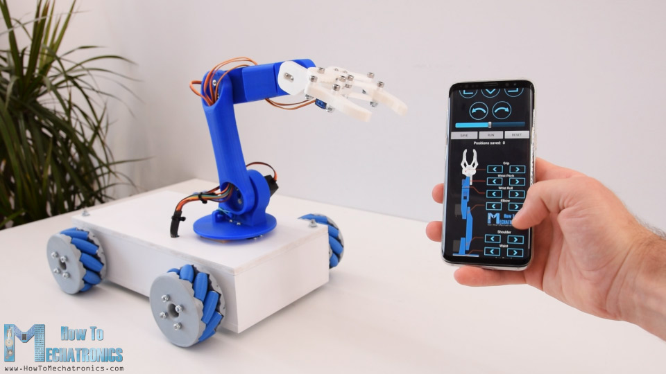Arduino Mecanum轮子机器人和机器人手臂自动操作